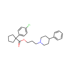 O=C(OCCCN1CCC(c2ccccc2)CC1)C1(c2ccc(Cl)cc2)CCCC1 ZINC000013737409