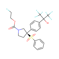 O=C(OCCF)N1CC[C@](c2ccc(C(O)(C(F)(F)F)C(F)(F)F)cc2)(S(=O)(=O)c2ccccc2)C1 ZINC001772634012