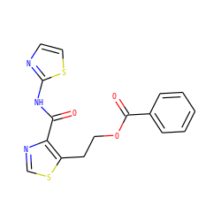 O=C(OCCc1scnc1C(=O)Nc1nccs1)c1ccccc1 ZINC000028457618