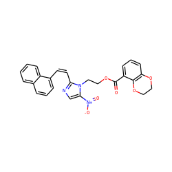 O=C(OCCn1c([N+](=O)[O-])cnc1/C=C\c1cccc2ccccc12)c1cccc2c1OCCO2 ZINC000169337280