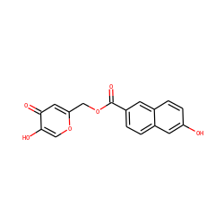O=C(OCc1cc(=O)c(O)co1)c1ccc2cc(O)ccc2c1 ZINC000073198558