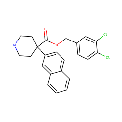 O=C(OCc1ccc(Cl)c(Cl)c1)C1(c2ccc3ccccc3c2)CCNCC1 ZINC000064559007