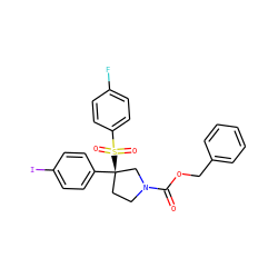 O=C(OCc1ccccc1)N1CC[C@@](c2ccc(I)cc2)(S(=O)(=O)c2ccc(F)cc2)C1 ZINC001772630101