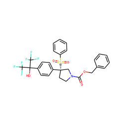 O=C(OCc1ccccc1)N1CC[C@](c2ccc(C(O)(C(F)(F)F)C(F)(F)F)cc2)(S(=O)(=O)c2ccccc2)C1 ZINC001772581339
