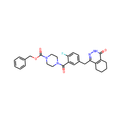 O=C(OCc1ccccc1)N1CCN(C(=O)c2cc(Cc3n[nH]c(=O)c4c3CCCC4)ccc2F)CC1 ZINC000149033063