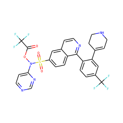 O=C(ON(c1ccncn1)S(=O)(=O)c1ccc2c(-c3ccc(C(F)(F)F)cc3C3=CCNCC3)nccc2c1)C(F)(F)F ZINC000225042572