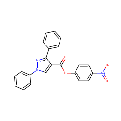 O=C(Oc1ccc([N+](=O)[O-])cc1)c1cn(-c2ccccc2)nc1-c1ccccc1 ZINC000001105407