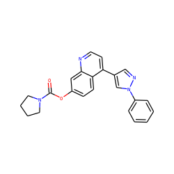 O=C(Oc1ccc2c(-c3cnn(-c4ccccc4)c3)ccnc2c1)N1CCCC1 ZINC000084636007
