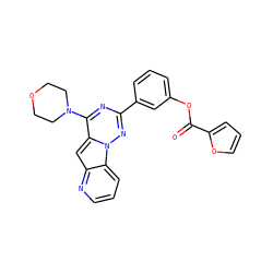 O=C(Oc1cccc(-c2nc(N3CCOCC3)c3cc4ncccc4n3n2)c1)c1ccco1 ZINC000082158315