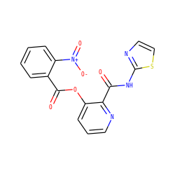 O=C(Oc1cccnc1C(=O)Nc1nccs1)c1ccccc1[N+](=O)[O-] ZINC000013521946