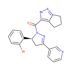 O=C(c1[nH]nc2c1CCC2)N1N=C(c2cccnc2)C[C@H]1c1ccccc1O ZINC000071295326