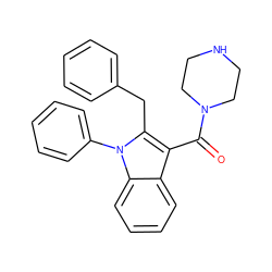 O=C(c1c(Cc2ccccc2)n(-c2ccccc2)c2ccccc12)N1CCNCC1 ZINC000058660699