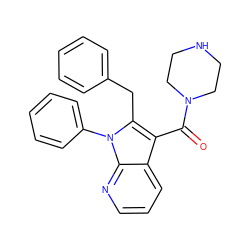 O=C(c1c(Cc2ccccc2)n(-c2ccccc2)c2ncccc12)N1CCNCC1 ZINC000072181161