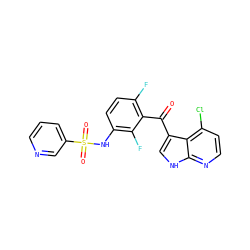 O=C(c1c(F)ccc(NS(=O)(=O)c2cccnc2)c1F)c1c[nH]c2nccc(Cl)c12 ZINC000113518297