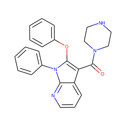 O=C(c1c(Oc2ccccc2)n(-c2ccccc2)c2ncccc12)N1CCNCC1 ZINC000072180918