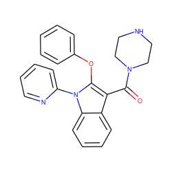 O=C(c1c(Oc2ccccc2)n(-c2ccccn2)c2ccccc12)N1CCNCC1 ZINC000064527351