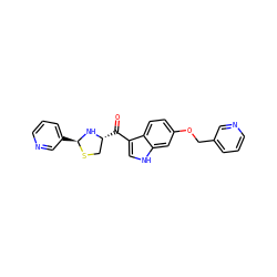 O=C(c1c[nH]c2cc(OCc3cccnc3)ccc12)[C@@H]1CS[C@@H](c2cccnc2)N1 ZINC000013737459