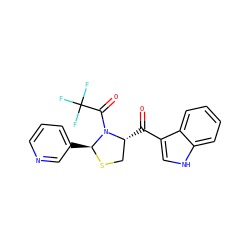 O=C(c1c[nH]c2ccccc12)[C@@H]1CS[C@@H](c2cccnc2)N1C(=O)C(F)(F)F ZINC000013737566