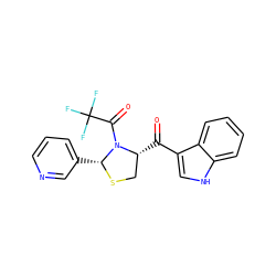 O=C(c1c[nH]c2ccccc12)[C@@H]1CS[C@H](c2cccnc2)N1C(=O)C(F)(F)F ZINC000013737565