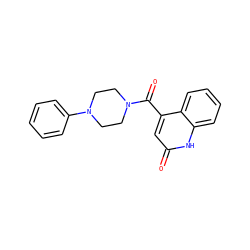 O=C(c1cc(=O)[nH]c2ccccc12)N1CCN(c2ccccc2)CC1 ZINC000012543379