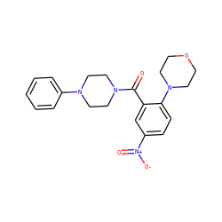 O=C(c1cc([N+](=O)[O-])ccc1N1CCOCC1)N1CCN(c2ccccc2)CC1 ZINC000006124644