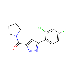 O=C(c1cc(-c2ccc(Cl)cc2Cl)n[nH]1)N1CCCC1 ZINC000064622670