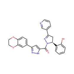 O=C(c1cc(-c2ccc3c(c2)OCCO3)n[nH]1)N1N=C(c2cccnc2)C[C@H]1c1ccccc1O ZINC000071294456
