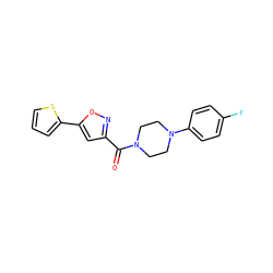 O=C(c1cc(-c2cccs2)on1)N1CCN(c2ccc(F)cc2)CC1 ZINC000002465644