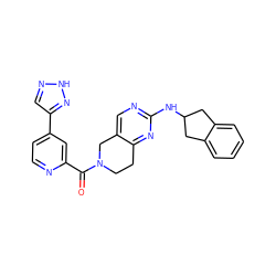 O=C(c1cc(-c2cn[nH]n2)ccn1)N1CCc2nc(NC3Cc4ccccc4C3)ncc2C1 ZINC000220556969