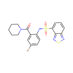 O=C(c1cc(Br)ccc1NS(=O)(=O)c1cccc2nsnc12)N1CCCCC1 ZINC000040575682