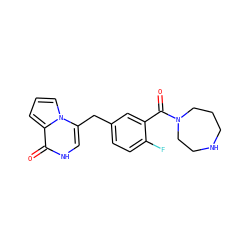O=C(c1cc(Cc2c[nH]c(=O)c3cccn23)ccc1F)N1CCCNCC1 ZINC000045365528