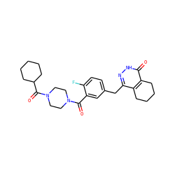 O=C(c1cc(Cc2n[nH]c(=O)c3c2CCCC3)ccc1F)N1CCN(C(=O)C2CCCCC2)CC1 ZINC000149157838