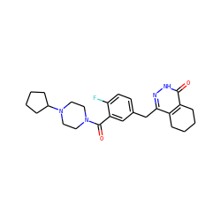 O=C(c1cc(Cc2n[nH]c(=O)c3c2CCCC3)ccc1F)N1CCN(C2CCCC2)CC1 ZINC000148940509