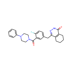 O=C(c1cc(Cc2n[nH]c(=O)c3c2CCCC3)ccc1F)N1CCN(c2ccccc2)CC1 ZINC000149176992