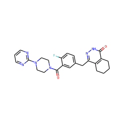 O=C(c1cc(Cc2n[nH]c(=O)c3c2CCCC3)ccc1F)N1CCN(c2ncccn2)CC1 ZINC000043197135