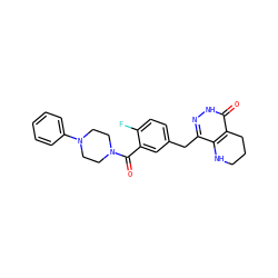 O=C(c1cc(Cc2n[nH]c(=O)c3c2NCCC3)ccc1F)N1CCN(c2ccccc2)CC1 ZINC000084688677