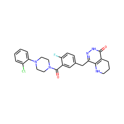 O=C(c1cc(Cc2n[nH]c(=O)c3c2NCCC3)ccc1F)N1CCN(c2ccccc2Cl)CC1 ZINC000148306609