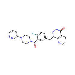 O=C(c1cc(Cc2n[nH]c(=O)c3c2NCCC3)ccc1F)N1CCN(c2cccnc2)CC1 ZINC000084688572