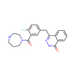 O=C(c1cc(Cc2n[nH]c(=O)c3ccccc23)ccc1F)N1CCCNCC1 ZINC000003821234