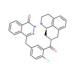 O=C(c1cc(Cc2n[nH]c(=O)c3ccccc23)ccc1F)N1Cc2cccc3c2[C@@H](C1)NCC3 ZINC000095582687