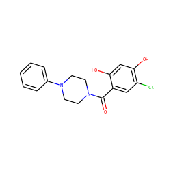 O=C(c1cc(Cl)c(O)cc1O)N1CCN(c2ccccc2)CC1 ZINC001772574671