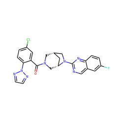 O=C(c1cc(Cl)ccc1-n1nccn1)N1C[C@H]2C[C@@H](C1)N(c1ncc3cc(F)ccc3n1)C2 ZINC000144470362