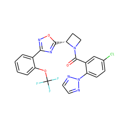 O=C(c1cc(Cl)ccc1-n1nccn1)N1CC[C@H]1c1nc(-c2ccccc2OC(F)(F)F)no1 ZINC000218063826