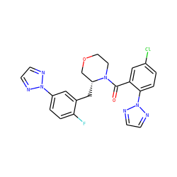 O=C(c1cc(Cl)ccc1-n1nccn1)N1CCOC[C@H]1Cc1cc(-n2nccn2)ccc1F ZINC000222115188