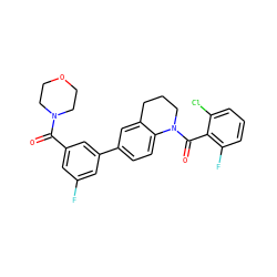 O=C(c1cc(F)cc(-c2ccc3c(c2)CCCN3C(=O)c2c(F)cccc2Cl)c1)N1CCOCC1 ZINC000221914759