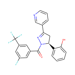 O=C(c1cc(F)cc(C(F)(F)F)c1)N1N=C(c2cccnc2)C[C@H]1c1ccccc1O ZINC000071282279