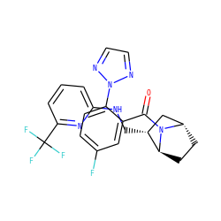 O=C(c1cc(F)ccc1-n1nccn1)N1[C@H]2CC[C@H]1[C@H](CNc1cccc(C(F)(F)F)n1)C2 ZINC000226050655