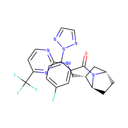 O=C(c1cc(F)ccc1-n1nccn1)N1[C@H]2CC[C@H]1[C@H](CNc1nccc(C(F)(F)F)n1)C2 ZINC000226033329