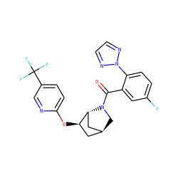O=C(c1cc(F)ccc1-n1nccn1)N1C[C@H]2C[C@@H](Oc3ccc(C(F)(F)F)cn3)[C@H]1C2 ZINC000218525466
