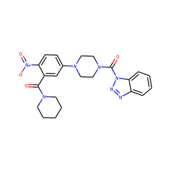 O=C(c1cc(N2CCN(C(=O)n3nnc4ccccc43)CC2)ccc1[N+](=O)[O-])N1CCCCC1 ZINC000095572620